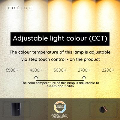 Lucide TONI - Rechargeable Wall spotlight / Wall light - Battery pack - Ø 8,1 cm - LED Dim. - CCT - 1x2W 2700K/4000K - Magnetic - Coffee